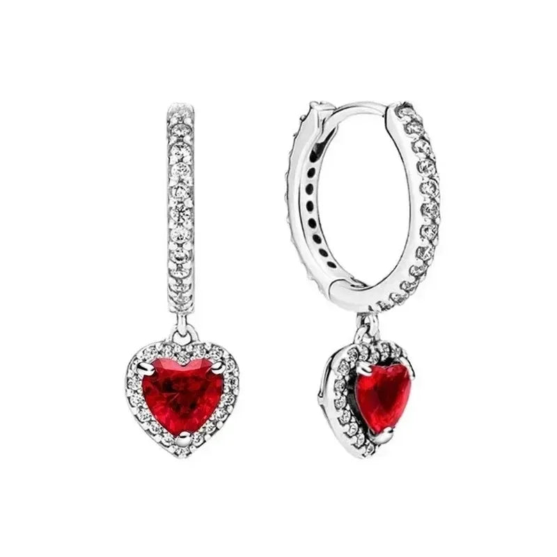 New Original 925 Sterling Silver Crown Bow Heart Set Ring Necklace Earring Crystal Women Valentine's Birthday Gift DIY Jewellery