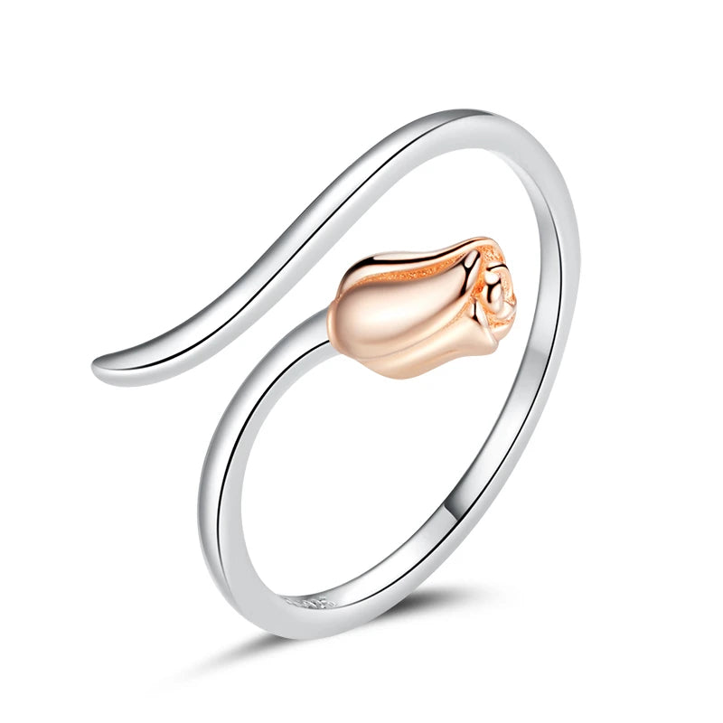 WOSTU Adjustable Rings Real 925 Sterling Silver Stackable Engagement Zircon Open Size Rings For Women Female Original Jewelry