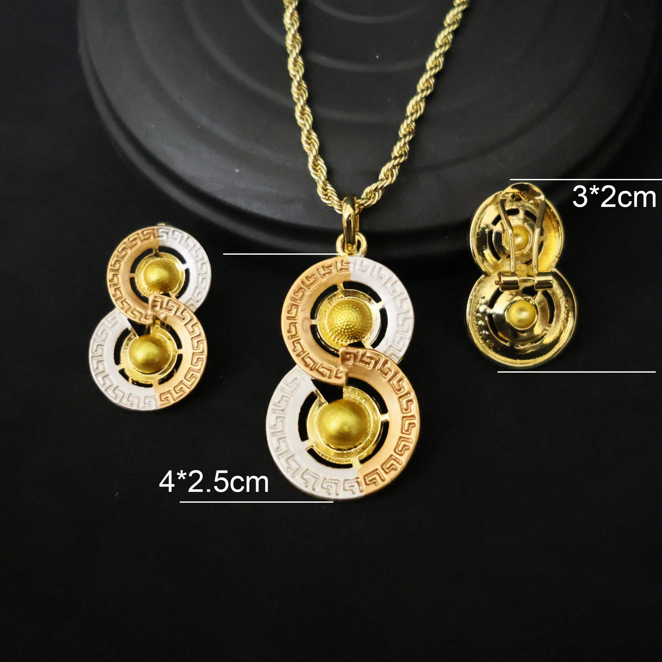 Luxury 18k Gold Plated Jewelry Set for Women Wedding Italian Jewellery Sets Bride Necklace and Earrings Bracelet African Gift