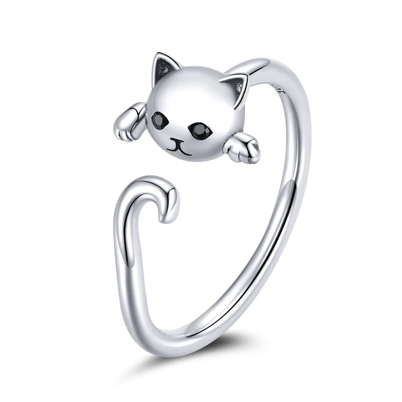 WOSTU Adjustable Rings Real 925 Sterling Silver Stackable Engagement Zircon Open Size Rings For Women Female Original Jewelry