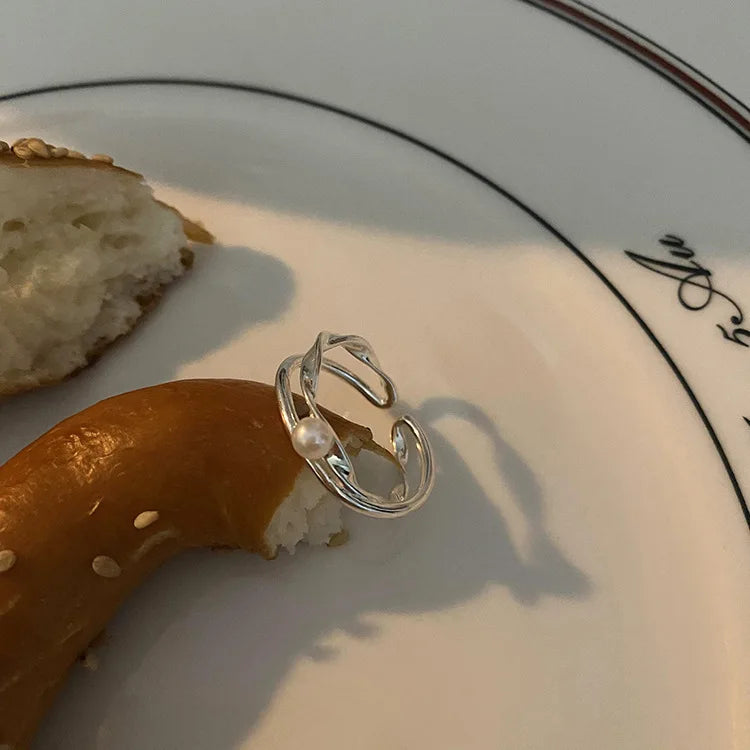 VENTFILLE 925 Sterling Silver Finger Rings New Fashion Creative Cross Hollow Chain Geometric Party Jewelry Gifts