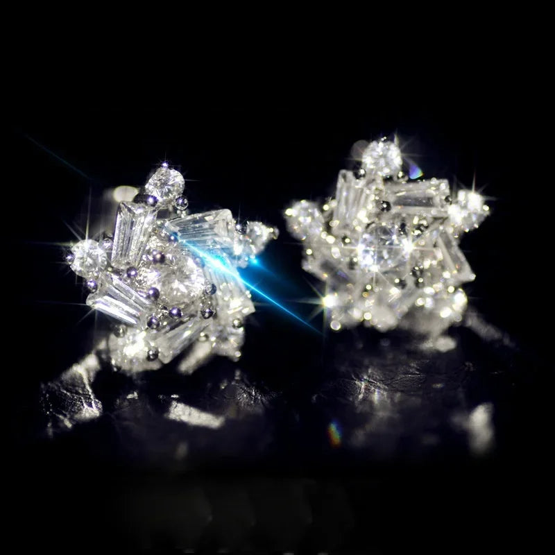 Huitan Luxury AAA CZ Stud Earrings For Women Romantic Elegant Female Daily Earrings 7 Colors Available Wholesale Dropshipping