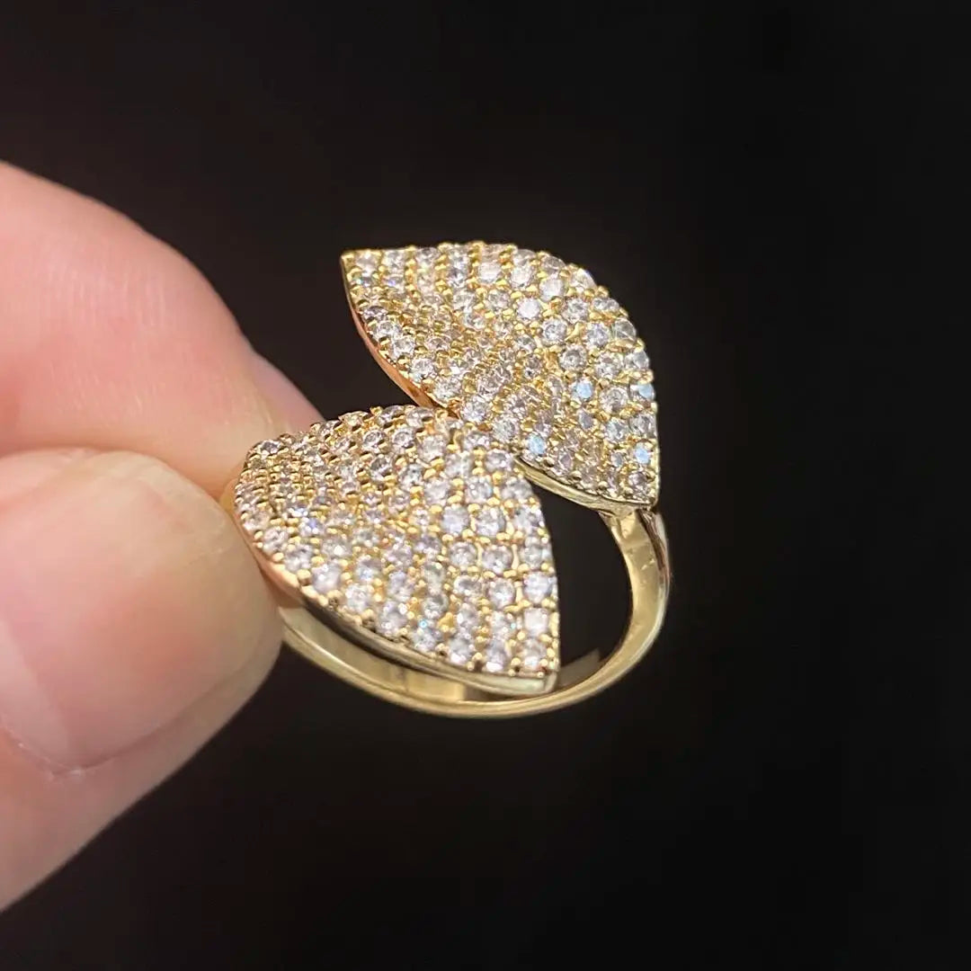 UILZ Gold color Women Adjustable Ring Korean Fashion Punk Zirconia Open Rings Daily Simple Jewelry