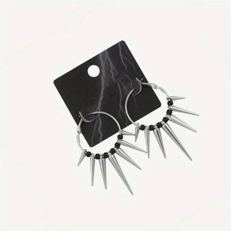 1 Pair Punk Minimalist Dark Gothic Style, Multiple Tapered Spikes Dangle Earrings for Outdoor Street Hip Hop Party