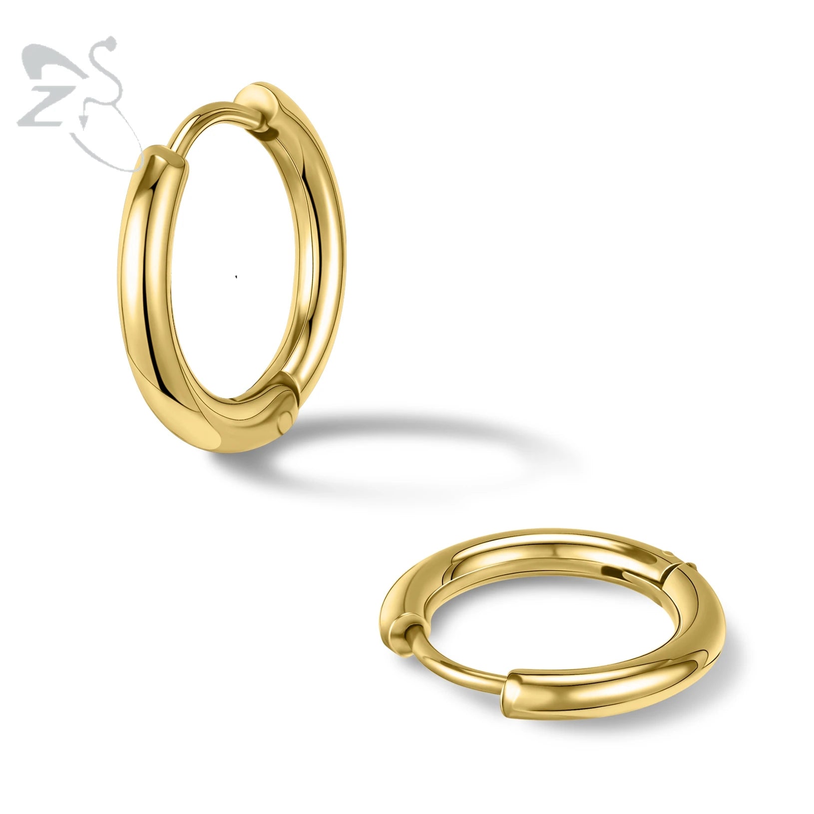 ZS 1PC Gold Color Huggie Hoop Earrings 316L Stainless Steel Tiny Earring 6-20MM Circle Cartilage Earring Helix Piercing 18/20G