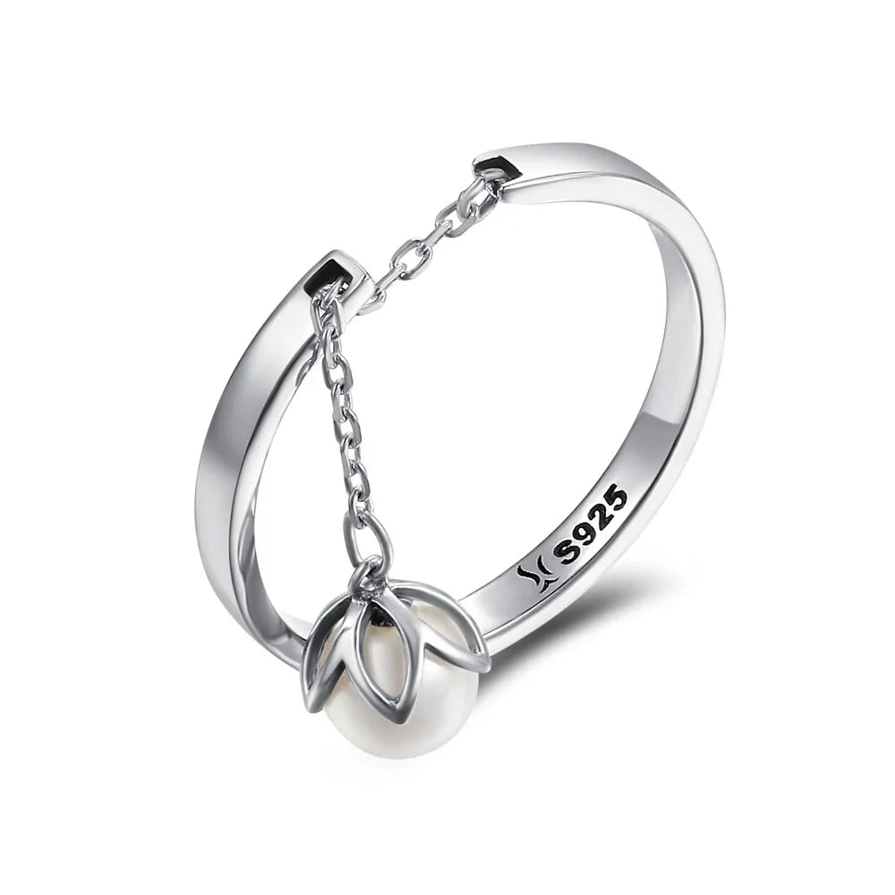 WOSTU Adjustable Rings Real 925 Sterling Silver Stackable Engagement Zircon Open Size Rings For Women Female Original Jewelry