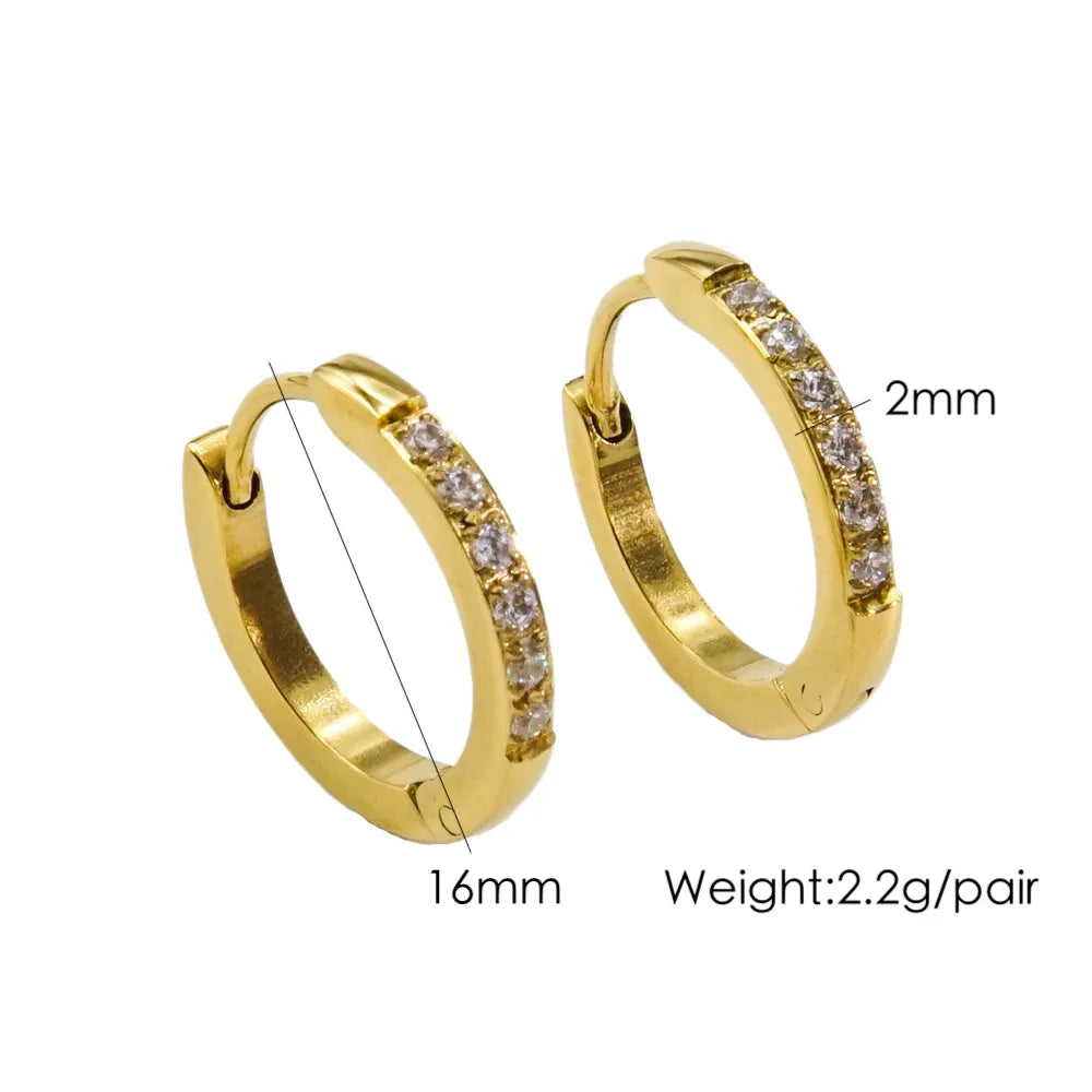 CARLIDANA Chic 18k Gold Plated Cubic Zirconia Stainless Steel Huggie Hoop Earrings High End Light Luxury Ins Popular Non Tarnish