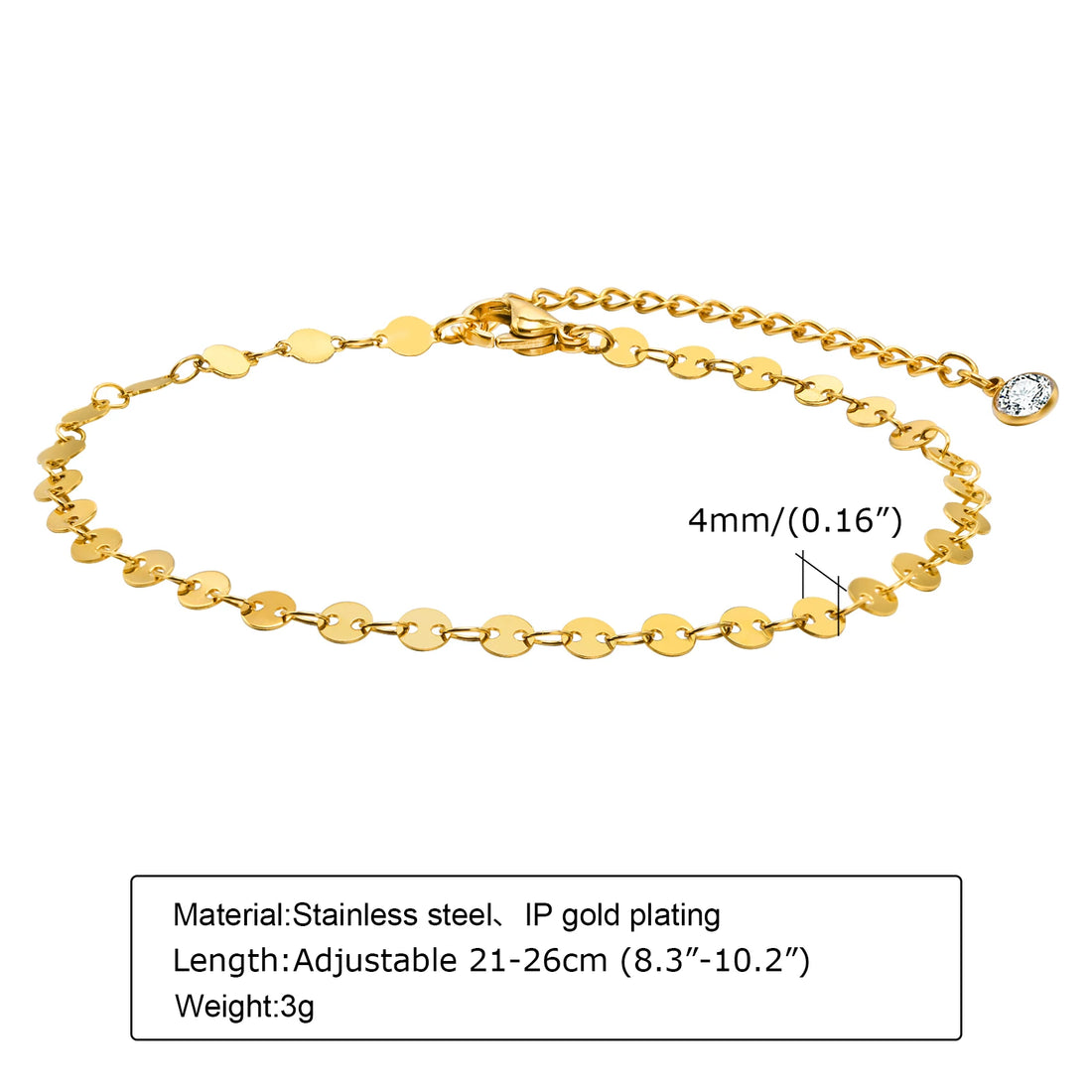 Women's Waterproof Stainless Steel Dainty Bead Charm Chain Anklet Jewelry, Gold Color Minimalist Anklets For Daily Beach Holiday