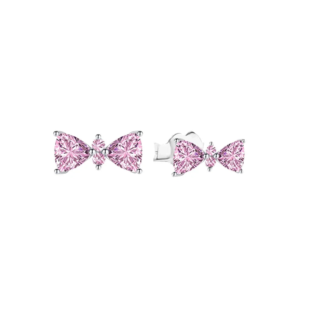 New Original 925 Sterling Silver Crown Bow Heart Set Ring Necklace Earring Crystal Women Valentine's Birthday Gift DIY Jewellery