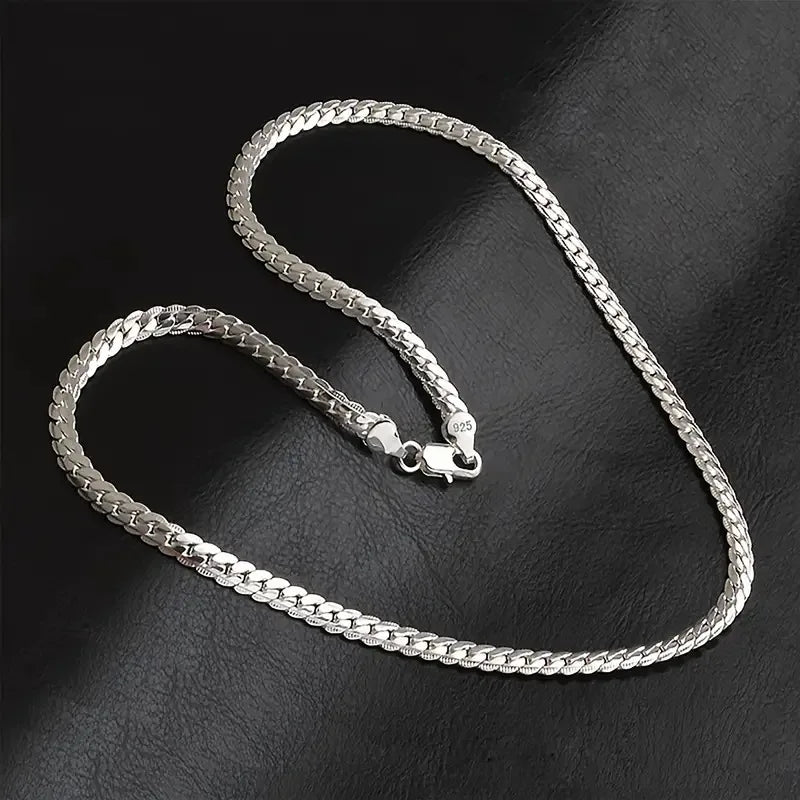 5MM Full Sideways Silver Plated Chain For Women 18-24 Inches Link Chain Choker Necklace Men Fashion Jewelry Gift