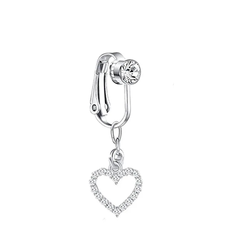 Faux Fake Belly Piercing Butterfly Leaves Dangling Long Fake Belly Button Pircing Clip On Umbilical Navel Cartilage Earring Clip