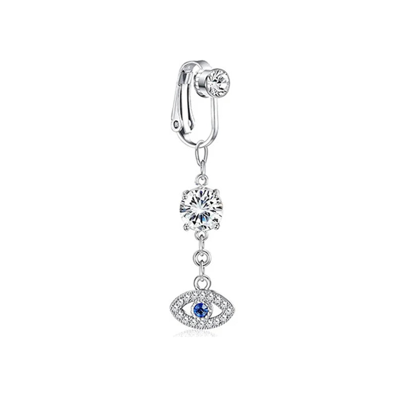 Faux Fake Belly Piercing Butterfly Leaves Dangling Long Fake Belly Button Pircing Clip On Umbilical Navel Cartilage Earring Clip
