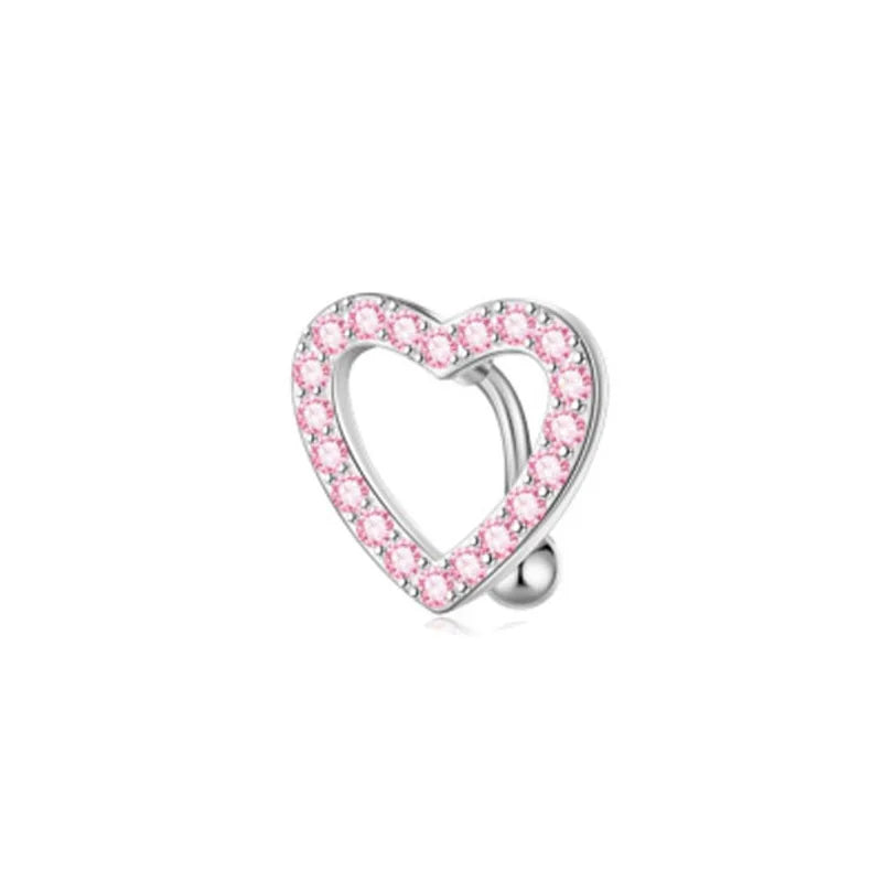 1PCS Stainless Steel CZ Belly Button Piercing Heart Navel Barbell Jewelry Butterfly Belly Button Ring Sexy Navel Ring For Women