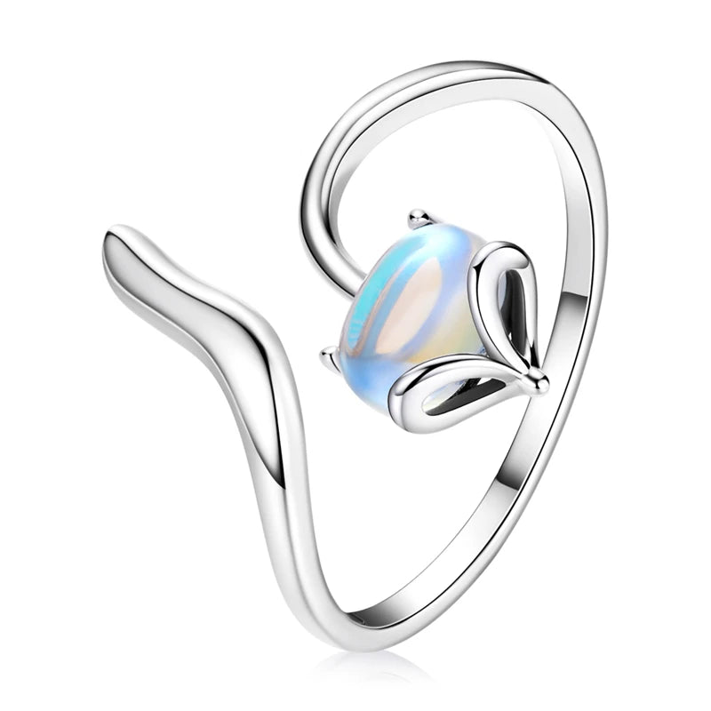 WOSTU Adjustable Rings Real 925 Sterling Silver Stackable Engagement Zircon Open Size Rings For Women Female Original Jewelry