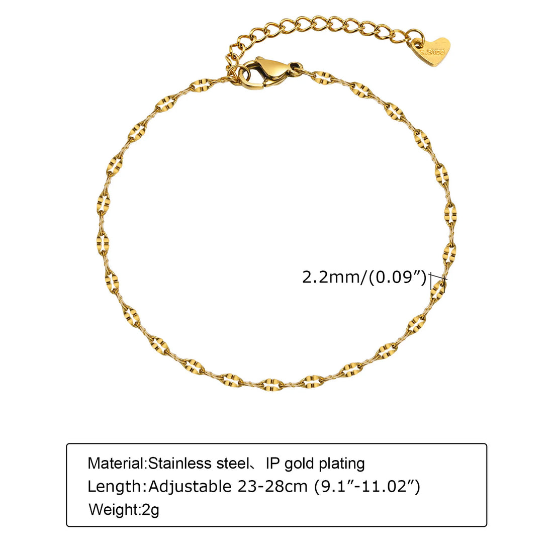 Women's Waterproof Stainless Steel Dainty Bead Charm Chain Anklet Jewelry, Gold Color Minimalist Anklets For Daily Beach Holiday