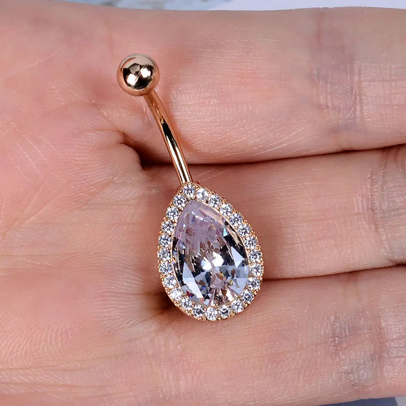 1PC Women Fashion Stainless Steel Piercing Crystal Butterfly Heart Belly Navel Ring Dangle Personality Body Jewelry Accessories