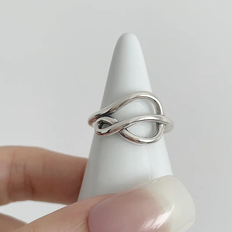 VENTFILLE 925 Sterling Silver Rings New Fashion Party Jewelry Vintage Charm Double Layer Geometric Nail Design Accessories Gifts