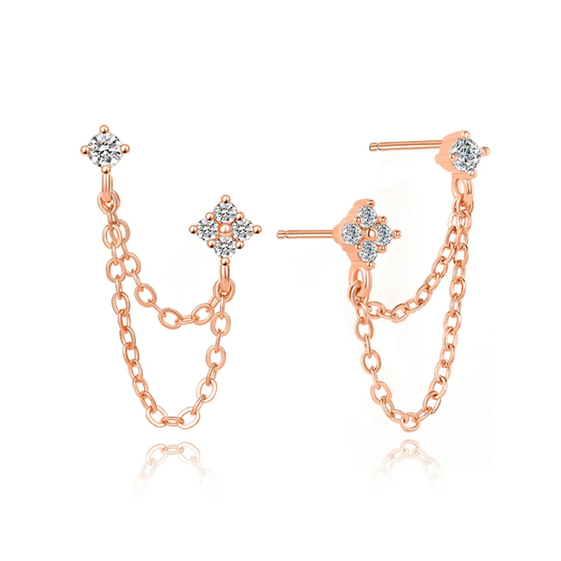 Women's Fashion Double Piercing Tassel Earrings Simple Stylish Design Versatile Drop Earrings with CZ for Ladies Hot Jewelry