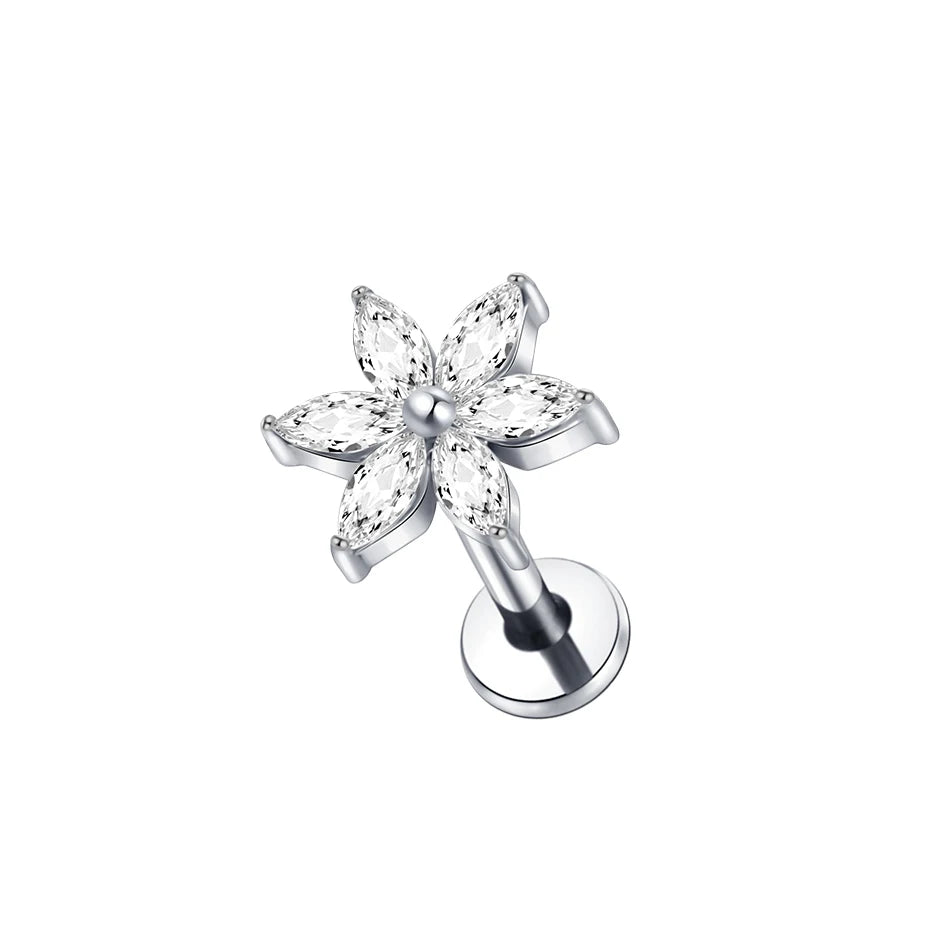 1Pc G23 Titanium Ear Tragus Cartilage Helix Daith Piercing Stud Earrings for Women Internal Thread Labret Piercing Lip Ring 16G