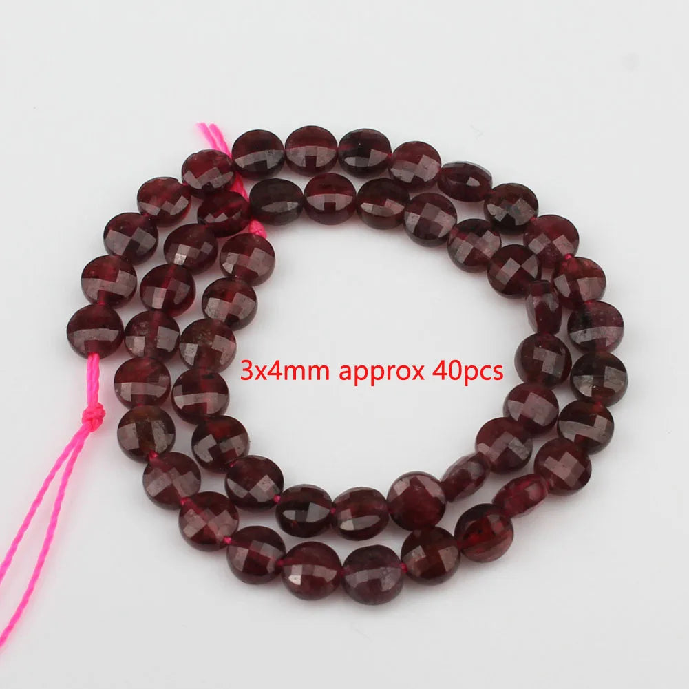 Natural Garnet Gem Stone Beads Irregular Round Faceted Loose Spacer Waist Beads for DIY Jewelry Making Bracelet Handmade