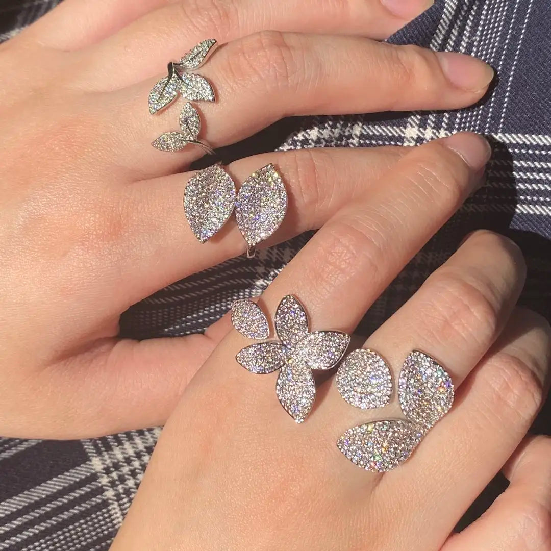 UILZ Gold color Women Adjustable Ring Korean Fashion Punk Zirconia Open Rings Daily Simple Jewelry