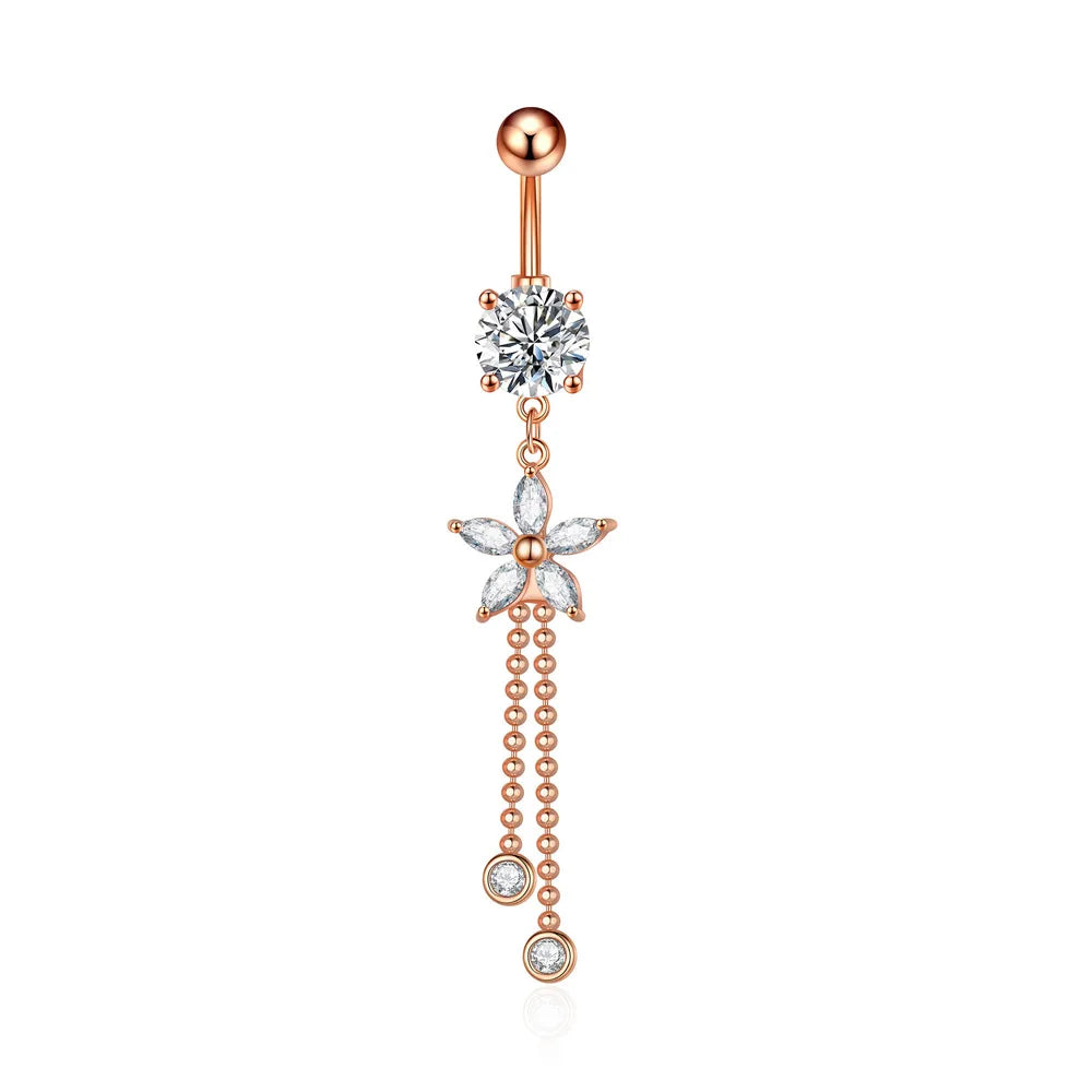 Trendy Angel Belly Button Rings Stainless Steel Zircon Butterfly Navel Piercing Surgical for Women Body Belly Jewelry Pendant