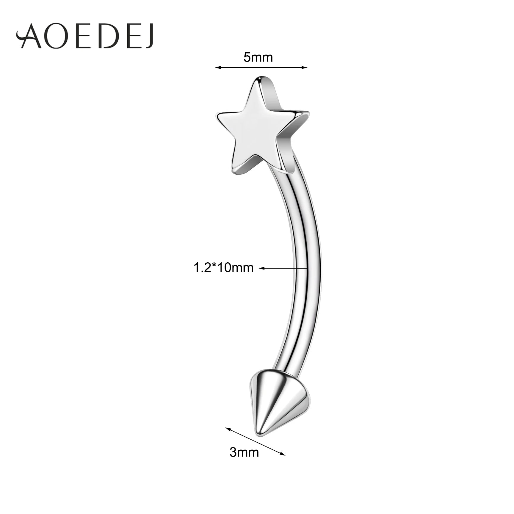 AOEDEJ 1 Piece Stainless Steel 16G Eyebrow Stud 8/10MM Eyebrow Piercing Star Moon Butterfly Shape Labret Lip Piercings Jewelry