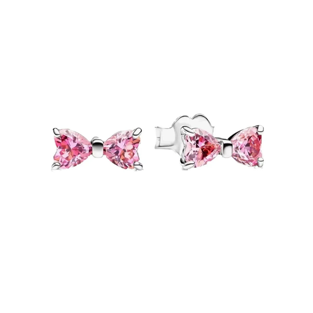 New Original 925 Sterling Silver Crown Bow Heart Set Ring Necklace Earring Crystal Women Valentine's Birthday Gift DIY Jewellery