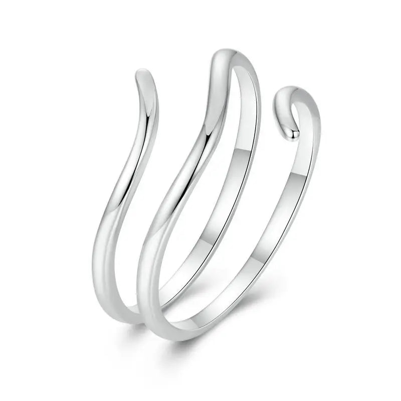 WOSTU Adjustable Rings Real 925 Sterling Silver Stackable Engagement Zircon Open Size Rings For Women Female Original Jewelry