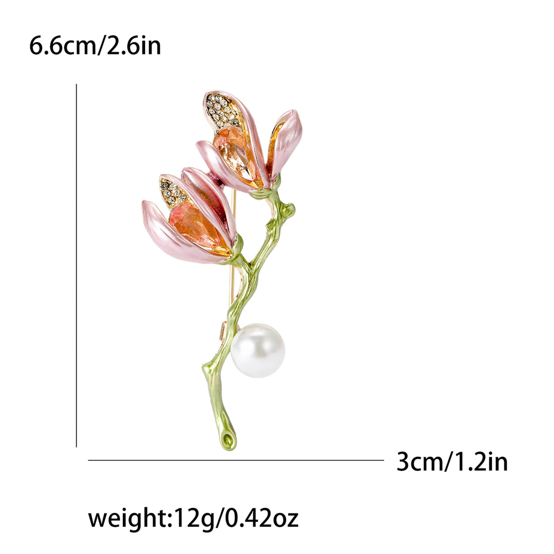 Resin Tulip Brooch for Women Unisex Rhinestone Flower Pin Pearl Plant Lapel Pin Banquet Party Backpack Gifts Jewelry Accessories