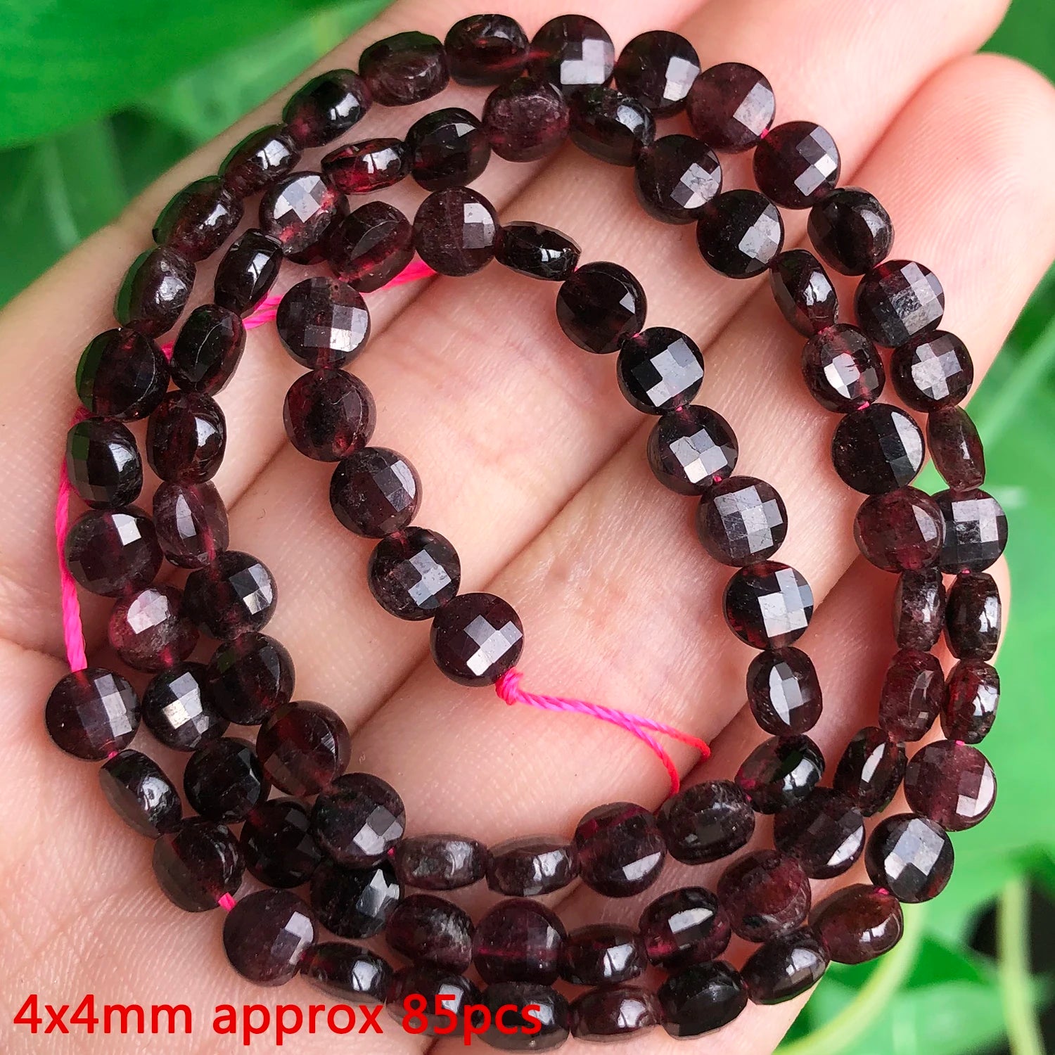 Natural Garnet Gem Stone Beads Irregular Round Faceted Loose Spacer Waist Beads for DIY Jewelry Making Bracelet Handmade