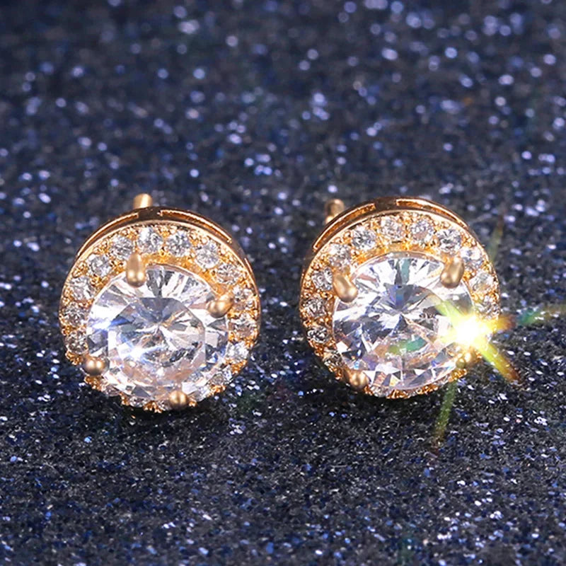 Huitan Luxury AAA CZ Stud Earrings For Women Romantic Elegant Female Daily Earrings 7 Colors Available Wholesale Dropshipping