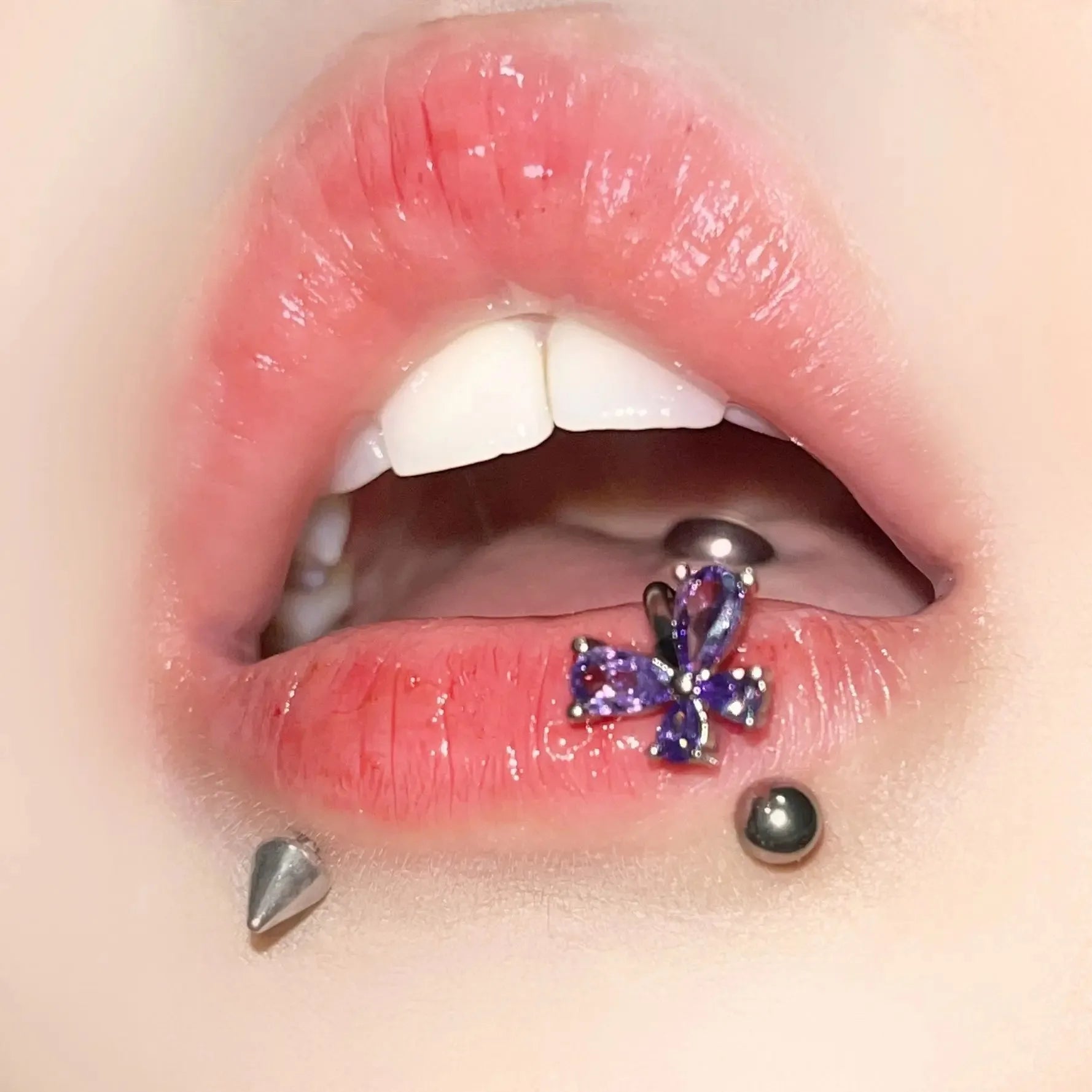 1pc Crystal Butterfly Labret Piercing Lip Ring C Shape Stainless Steel Ins Sweet Cool Y2K Girl Piercing Cartilage Body Jewelry
