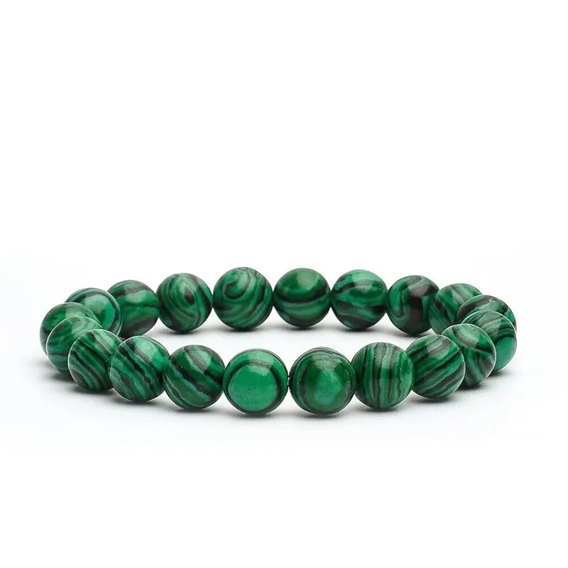 Natural Green Malachite Stone Bracelet 6/8/10mm Handmade Round Beads Bracelets Couple Energy Yoga Bracelet Men Women Jewelry Top