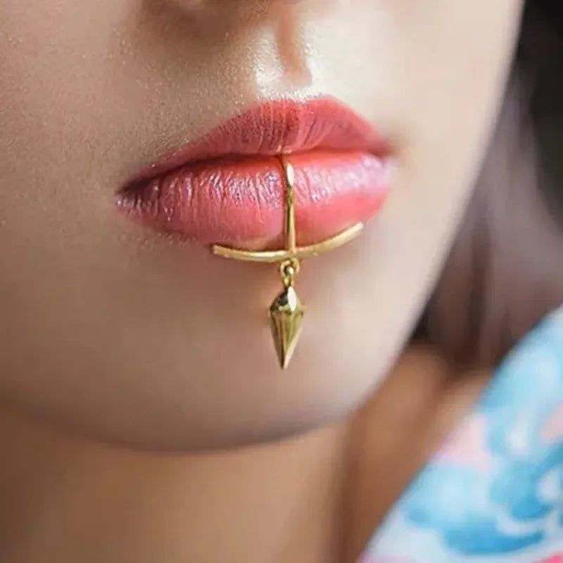 Fake Lip Piercing Jewelry none piercing labret faux lipring stainless steel  Lip Cuff  lead free nickel free body jewelry