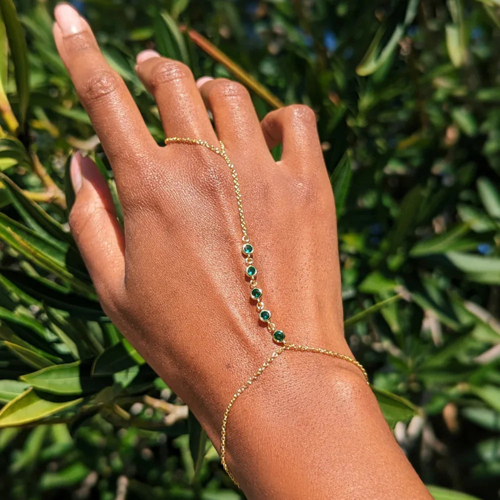 Dainty Hand Chain Bracelet Ring Gold Plated Handmade Link Chains Connecting Harness Bracelets Hand Jewelry for Women Trendy Gift