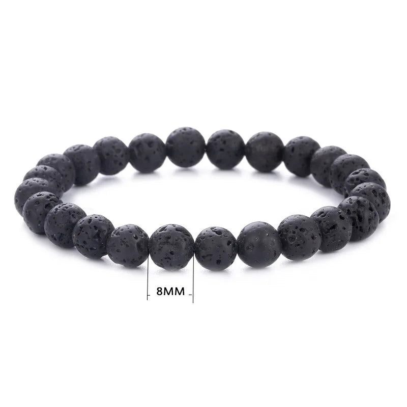 Obsidian Bracelet for Men and Women Couple Student Personalized Hand Jewelry Beads Tiger Eye Volcanic Stone Elasticity Bracelet