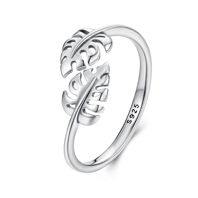 WOSTU Adjustable Rings Real 925 Sterling Silver Stackable Engagement Zircon Open Size Rings For Women Female Original Jewelry