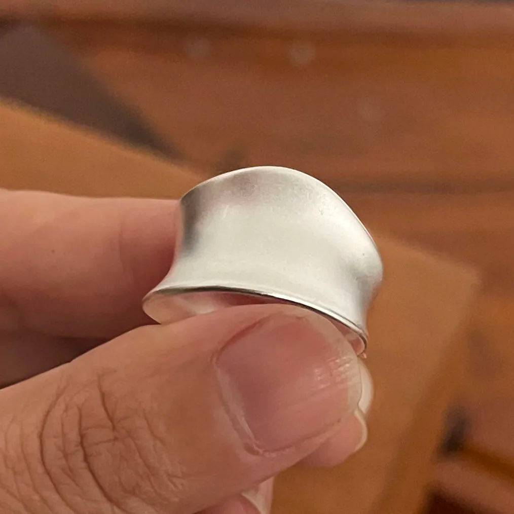 925 Sterling Silver Rings for Women Couple Minimalist Handmade Simple Wide Moon Ring Set Party Jewelry Gift Prevent Allergy