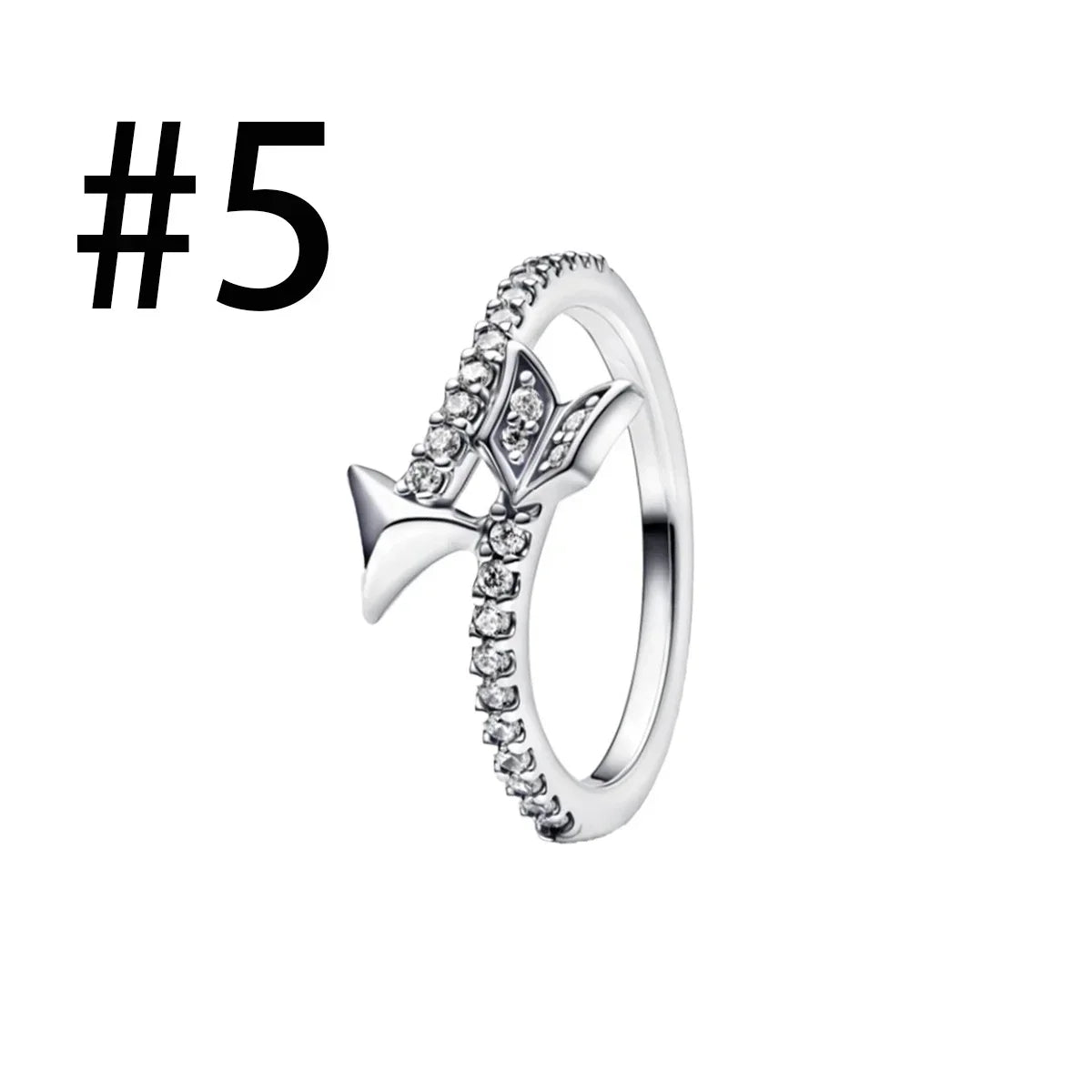 New Original 925 Sterling Silver Crown Bow Heart Set Ring Necklace Earring Crystal Women Valentine's Birthday Gift DIY Jewellery