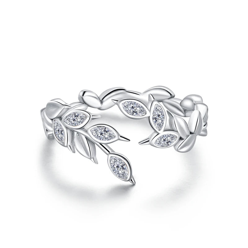 WOSTU Adjustable Rings Real 925 Sterling Silver Stackable Engagement Zircon Open Size Rings For Women Female Original Jewelry