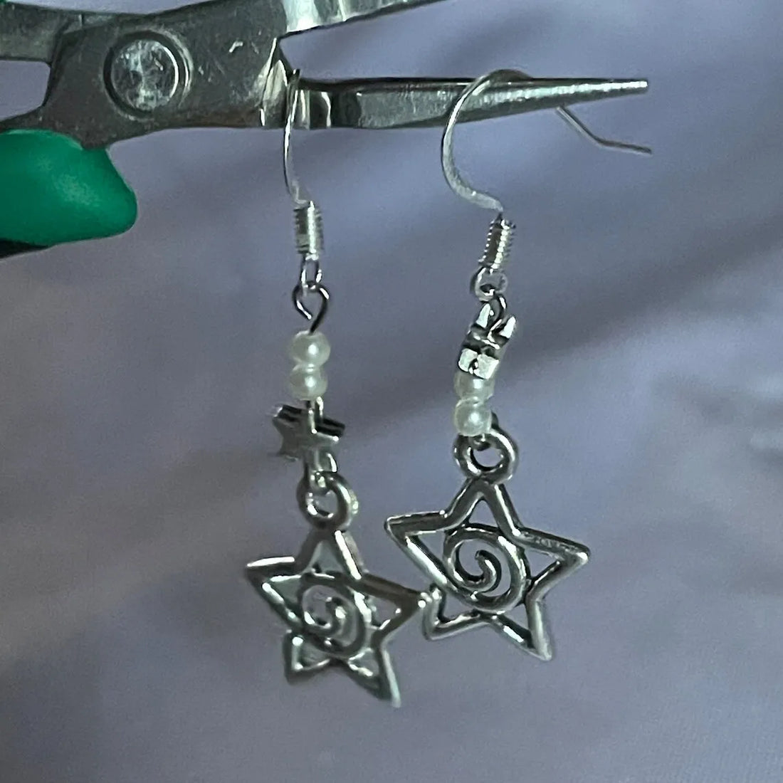 Whimsy Goth Swirly Star Earrings Silver Color Pair of Celestial  Witch Celestial Fairycore Gift Friend Women Boho Cute Gothic