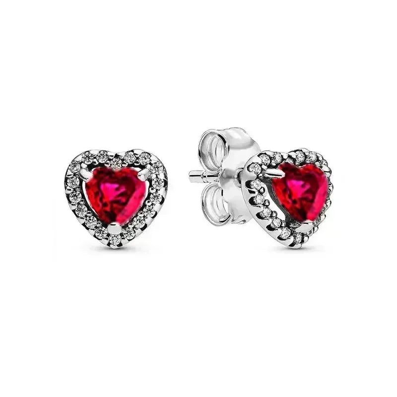 New Original 925 Sterling Silver Crown Bow Heart Set Ring Necklace Earring Crystal Women Valentine's Birthday Gift DIY Jewellery