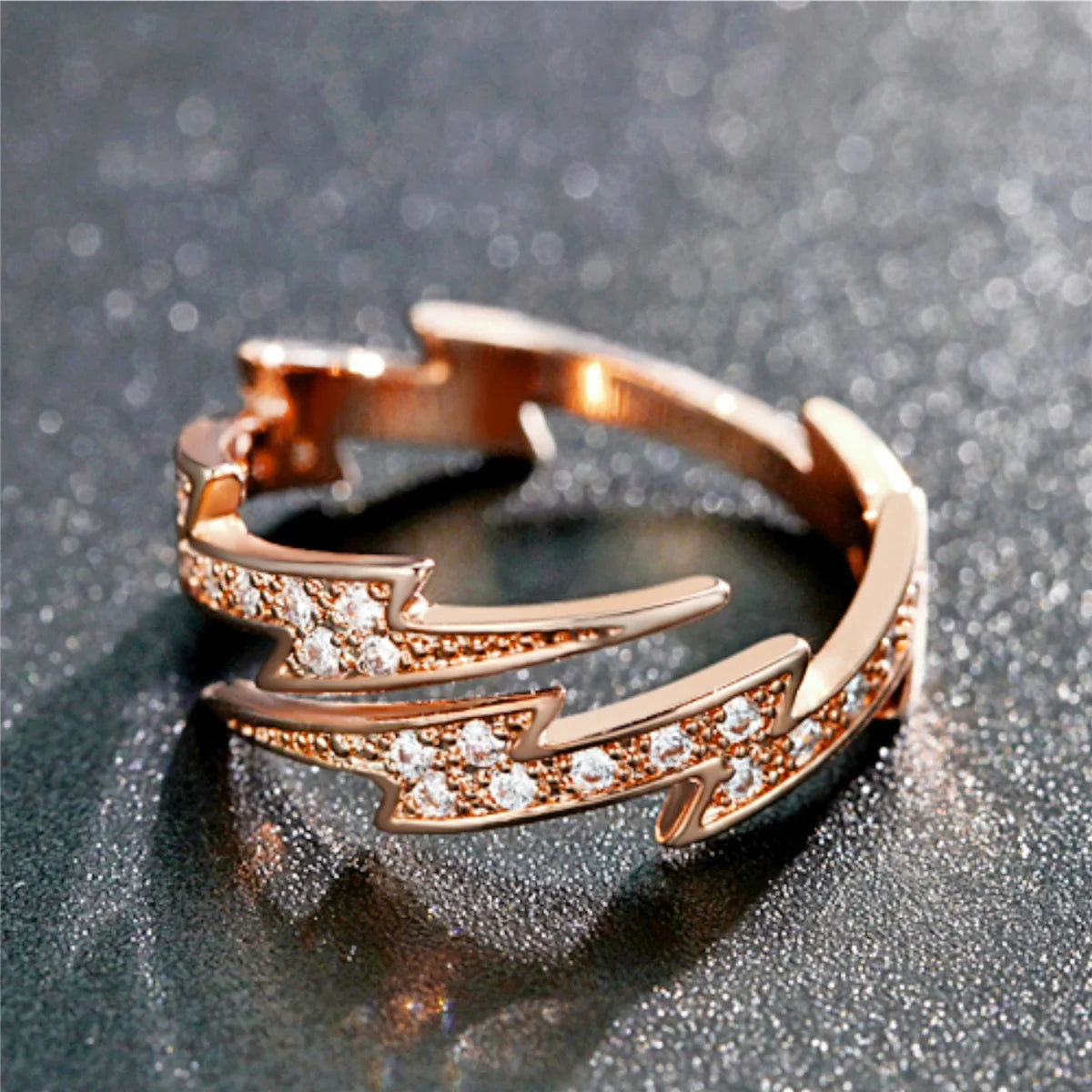 Punk Hip hop Silver Color Zircon Lightning Open Rings for Men Fashion Jewelry Gift Creative Adjustable Ring