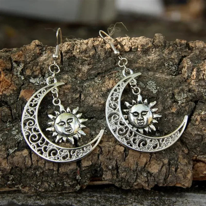 Whimsy Goth Swirly Star Earrings Silver Color Pair of Celestial  Witch Celestial Fairycore Gift Friend Women Boho Cute Gothic