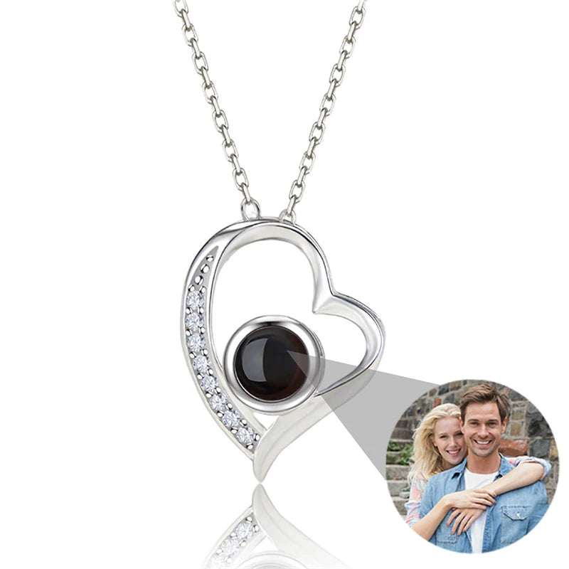 Custom Photo Necklace Projection Necklace with Picture I Love You 100 Languages Personalized Necklace Jewelry Gifts for Women
