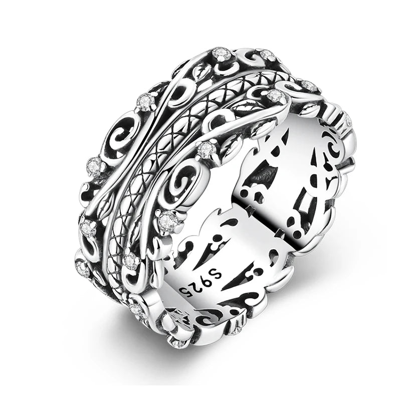 Women's 925 Sterling Silver Geometric Overlapping Zircon Classic Design Rings Anniversary Birthday Engagement Fine Jewelry