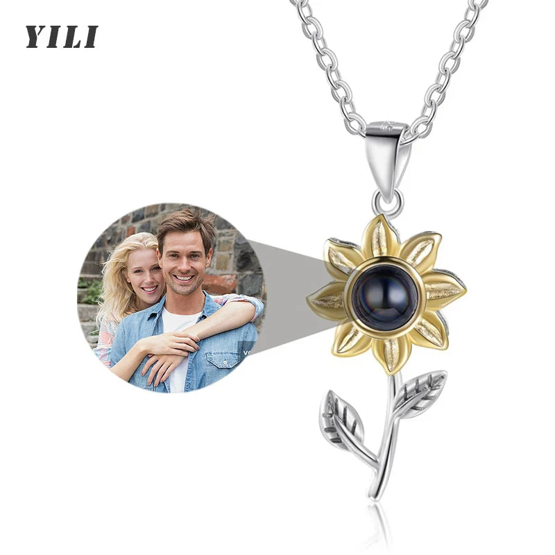 Custom Photo Necklace Projection Necklace with Picture I Love You 100 Languages Personalized Necklace Jewelry Gifts for Women