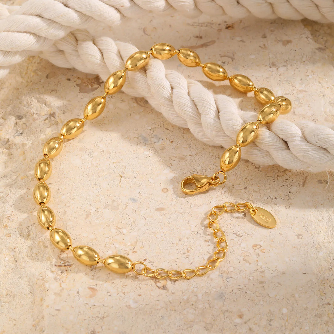 Beaed Ball Anklet Bracelet for Women, Waterproof Adjustable Link, 3mm 5mm Stainless Steel Stackable Gold Plated Anklet Jewelry