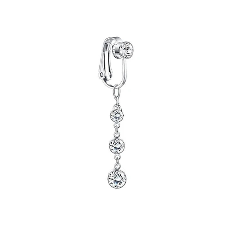 Faux Fake Belly Piercing Butterfly Leaves Dangling Long Fake Belly Button Pircing Clip On Umbilical Navel Cartilage Earring Clip